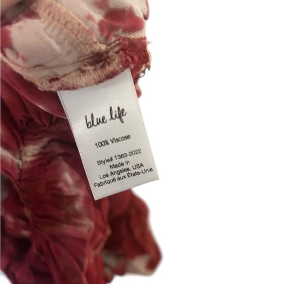NWT Blue life bohemian maroon Etta Ruffle tie dye cami cold shoulder blouse Sz M - Picture 11 of 11